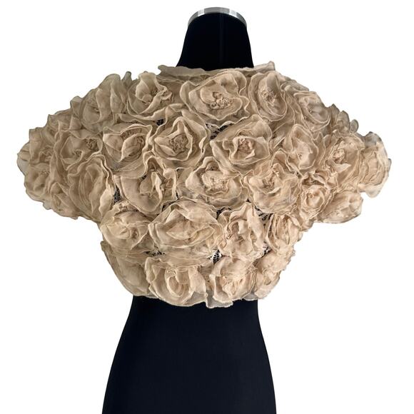 Charlotte Russe Rosette Lace Shrug Bolero – Beige Cream Floral Appliqué – Size S - Picture 5 of 8